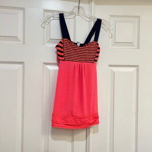 Lululemon Back on Track top navy and orange built in‎ sports bra tank top size 4